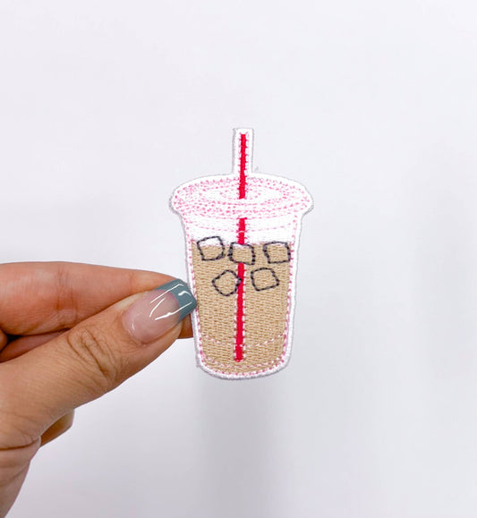 Iced Coffee Glitter Embroidery Patch 