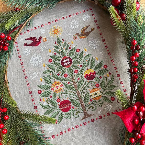 Oh Christmas Tree: kit de punto de cruz, lino de 32 ct de Love Poppet