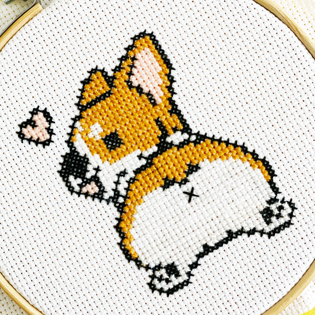 Corgi Butt - Kit de punto de cruz DIY de TheCloudFactory
