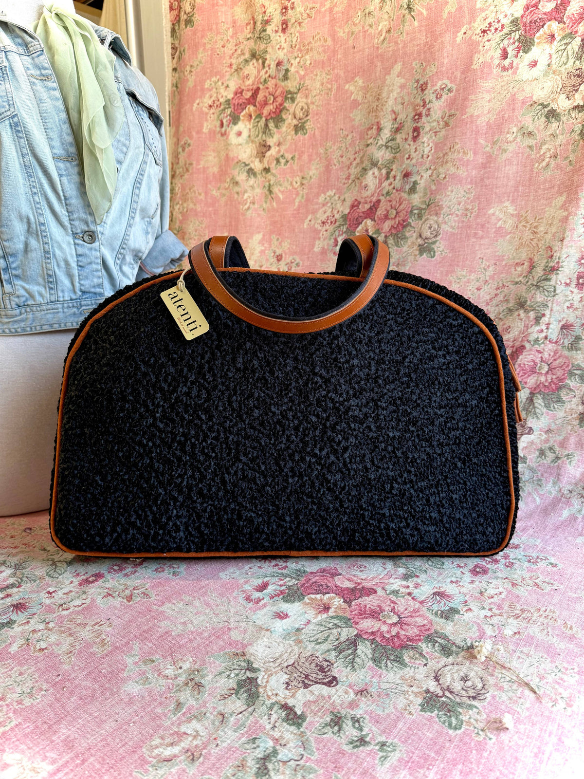 Bolsa de viaje Overnighter Weekender Persian Lamb de Atenti, hecha a mano en EE. UU.