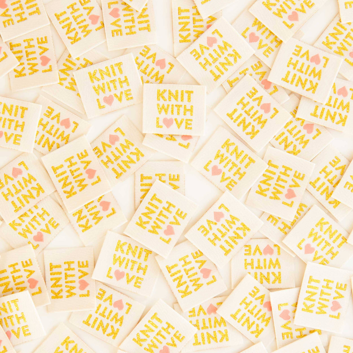Knit with Love Woven Labels - Knitting Sewing Clothing Label by Sarah Hearts