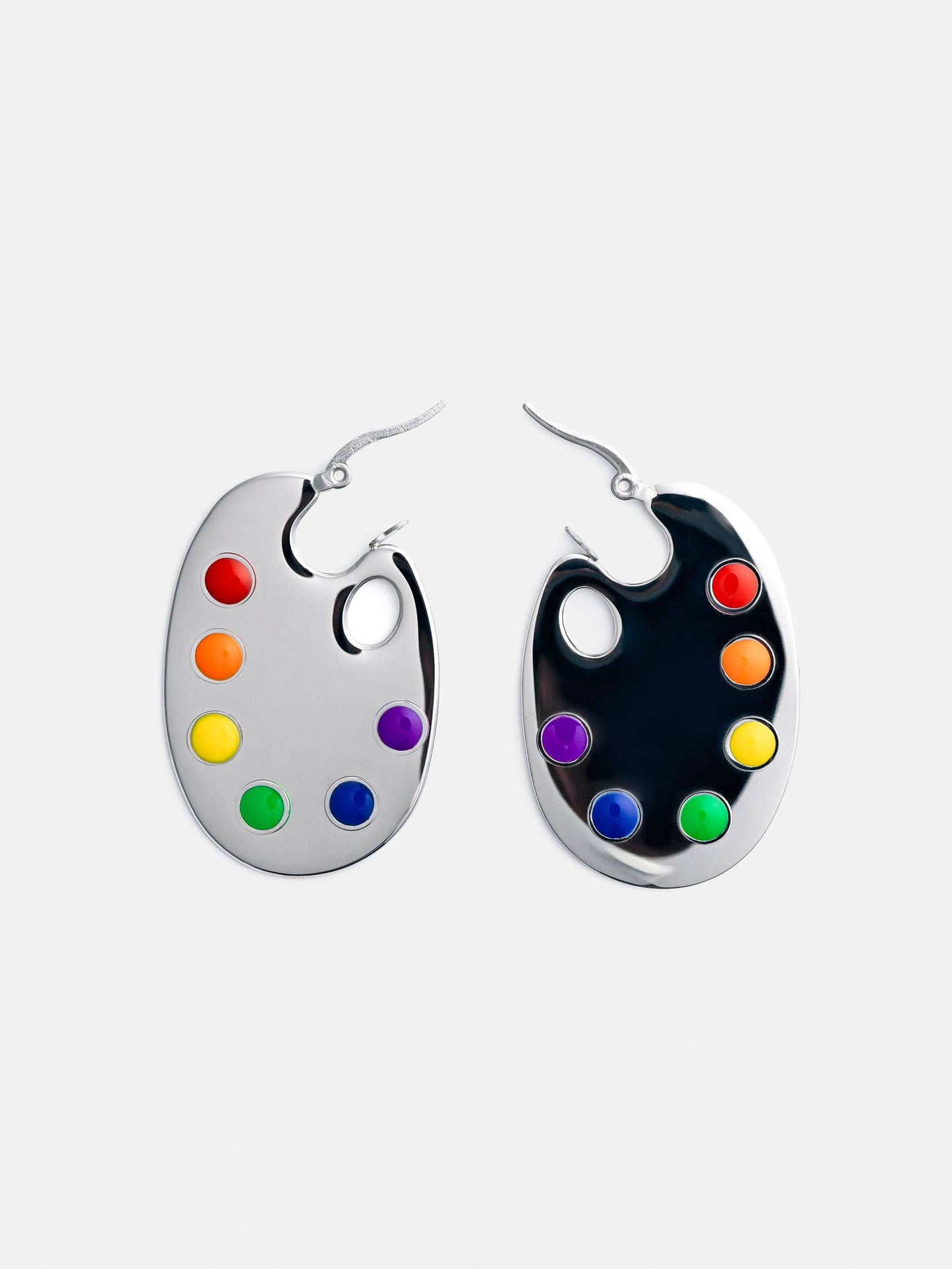 Paint Palette Earrings: Silver