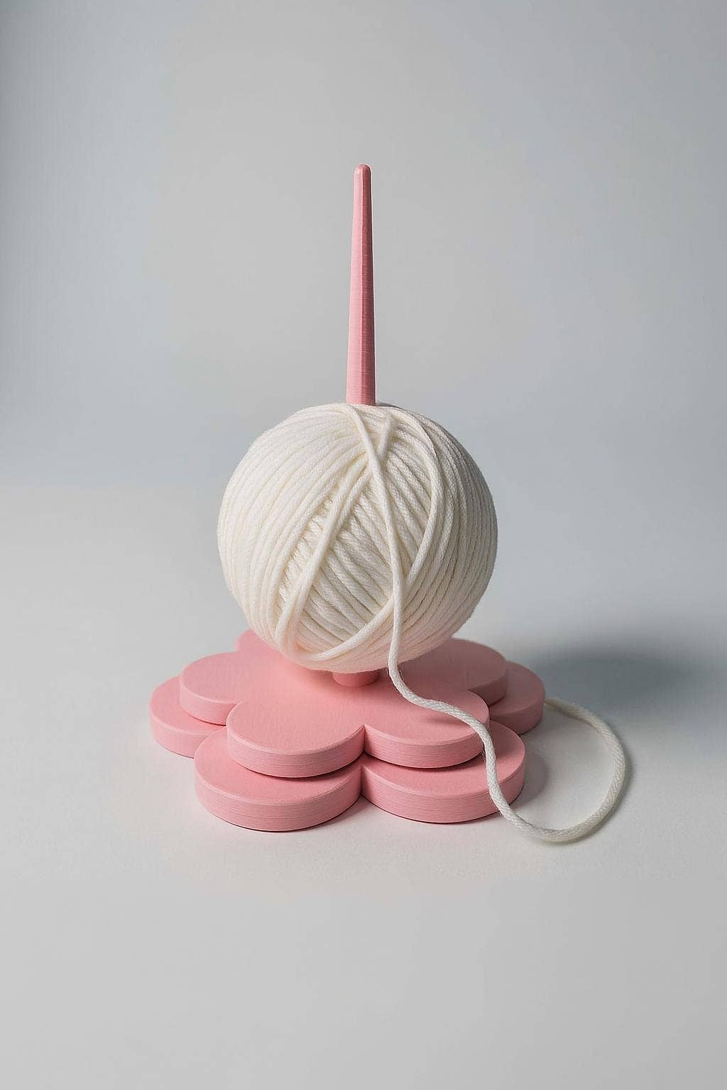 3D Printed Yarn Spinner | Flower Base Yarn Guide |: Light Pink by Loops And Layers