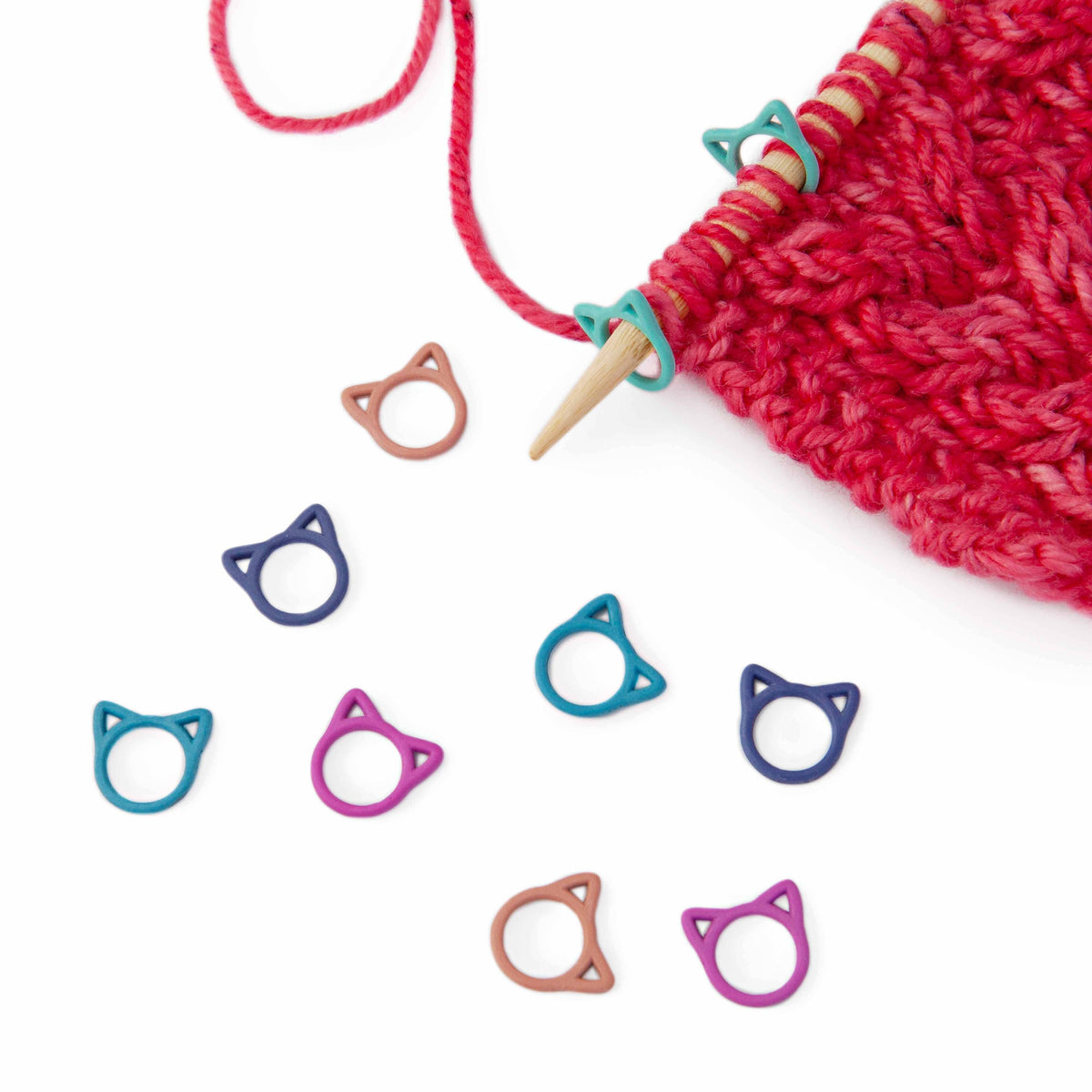 Solid Rainbow Cats - Simple Stitch Markers for Knitting: Medium (up to US 8) by Twice Sheared Sheep