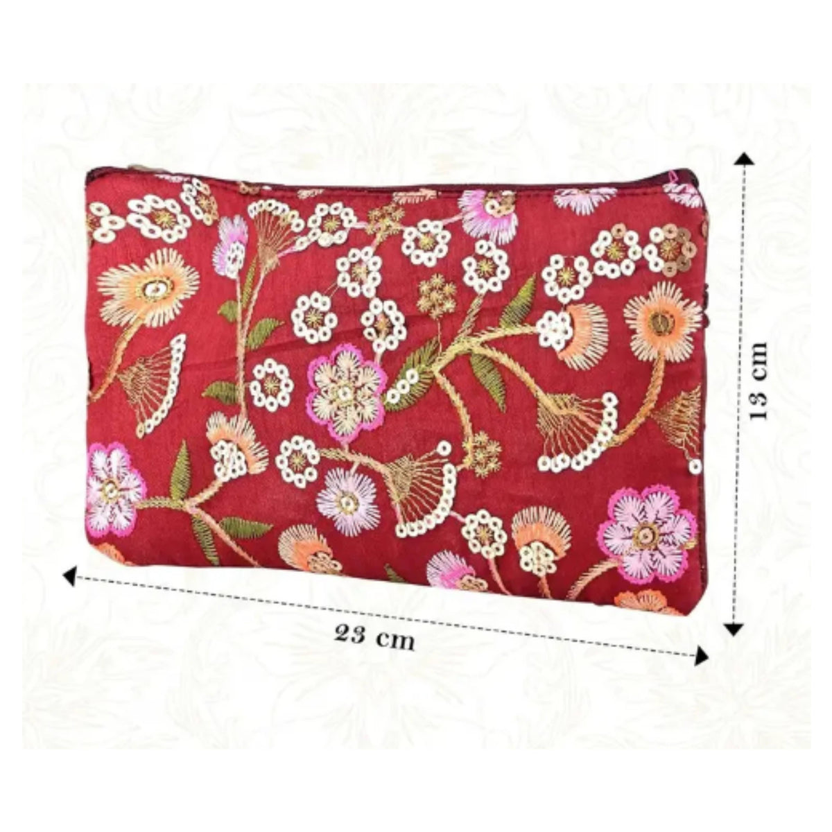 Repurposed Floral Embroidered Pouch, Light Assorted Colors by Magnifique Hearts