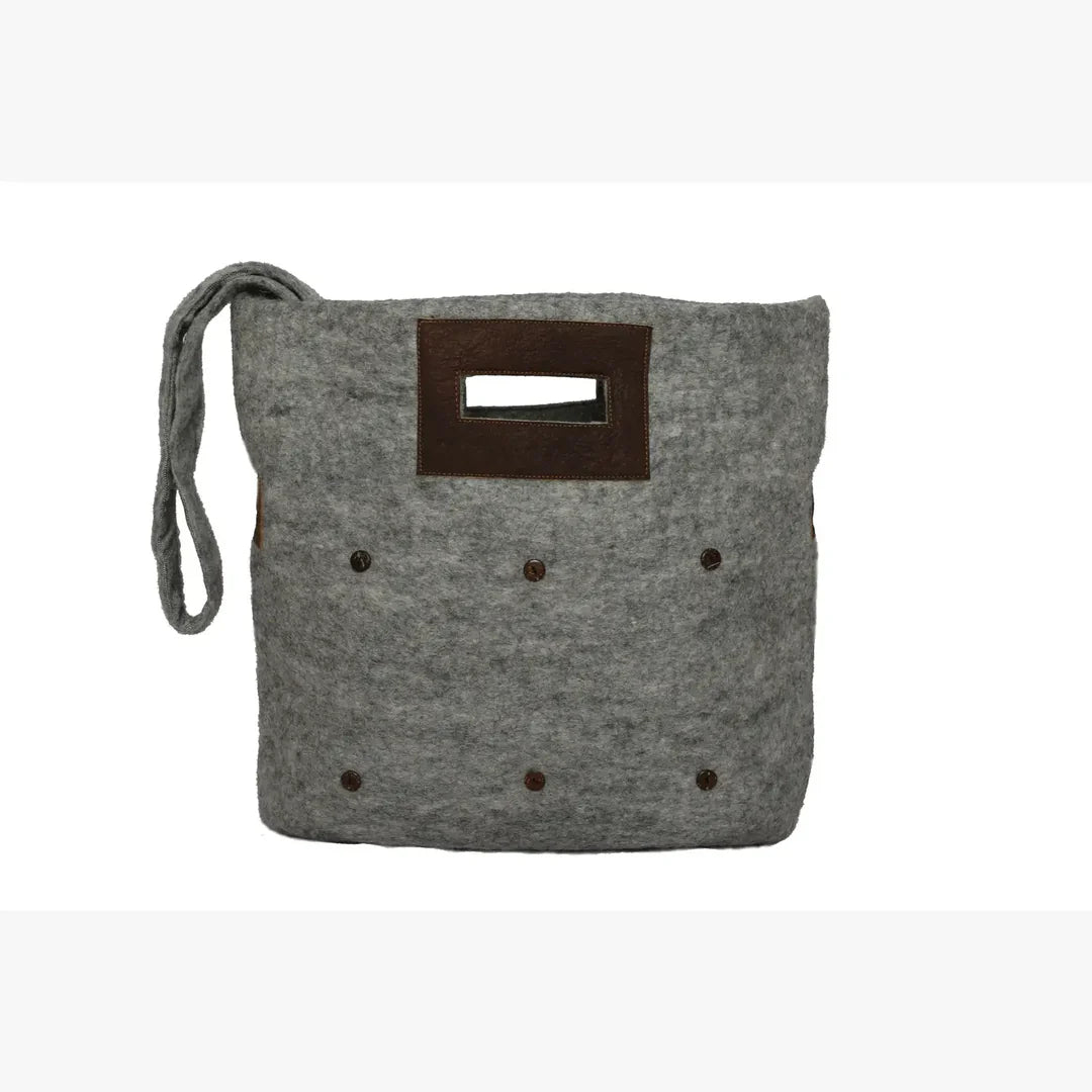 Fibres of Life - Felt and Leather Tote Bag with Buttons