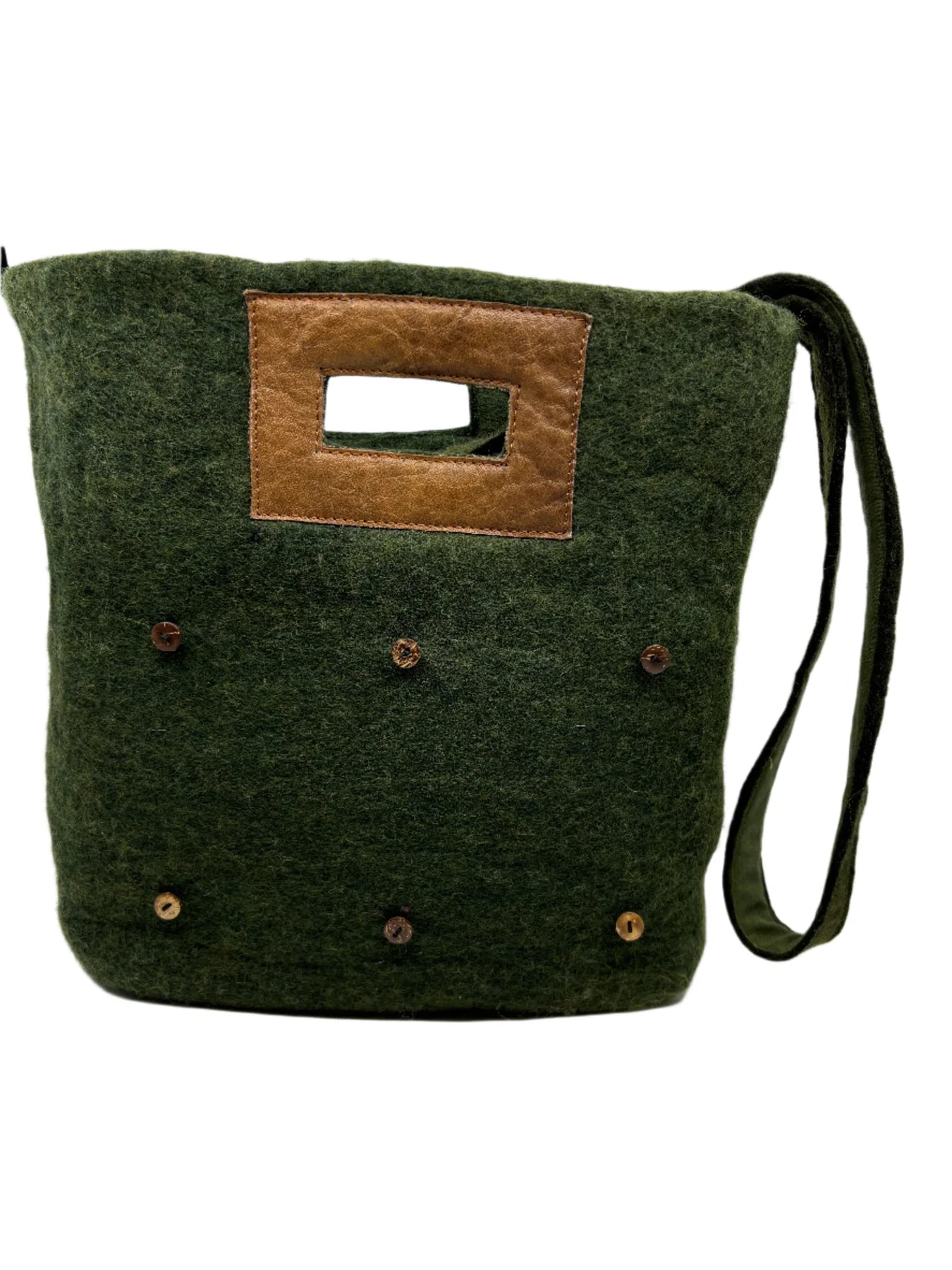 Fibres of Life - Felt and Leather Tote Bag with Buttons