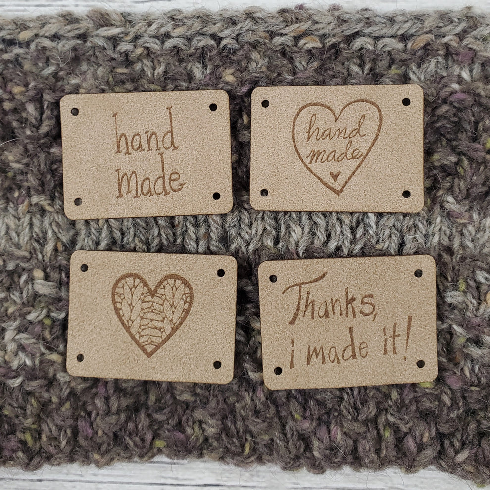 Assorted Hand Made Heart Tags - Card of 4 - Faux Suede by Katrinkles
