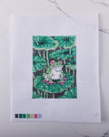 "Lily Pad Frog" - Hand Painted Needlepoint Canvas by HM Nabavian