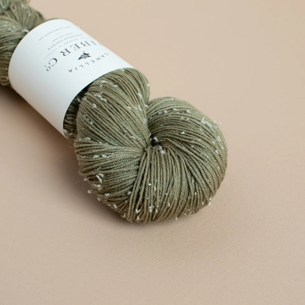 Camellia - White Tweed Fingering, Moss
