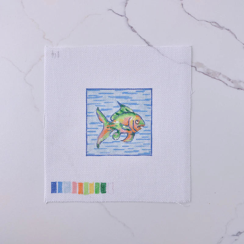 "Ocean Fish" - Hand Painted Needlepoint Canvas