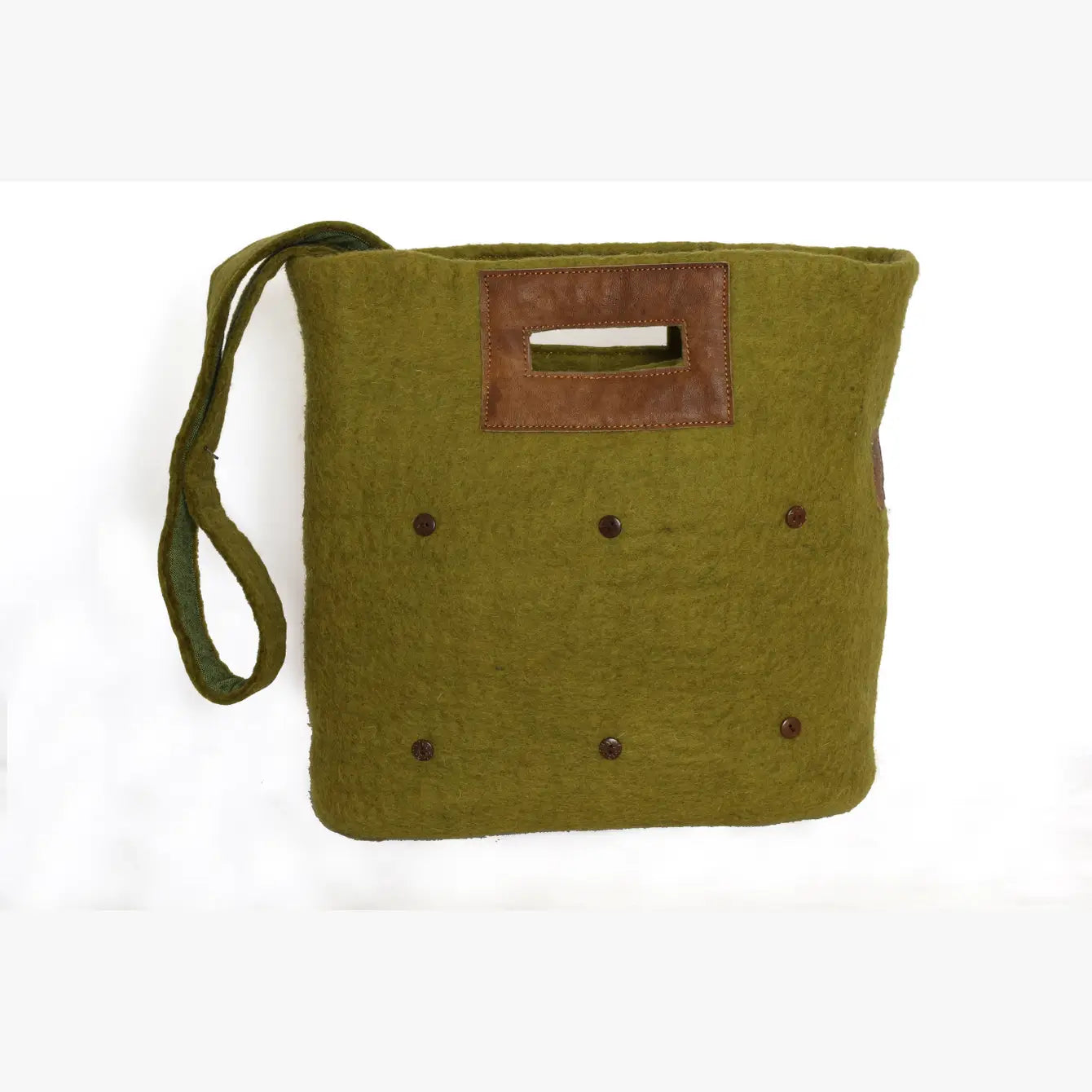 Fibres of Life - Felt and Leather Tote Bag with Buttons