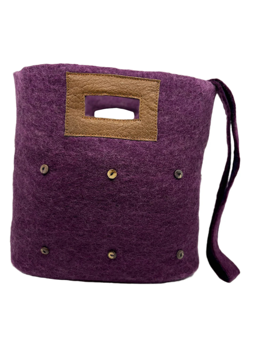Fibres of Life - Felt and Leather Tote Bag with Buttons