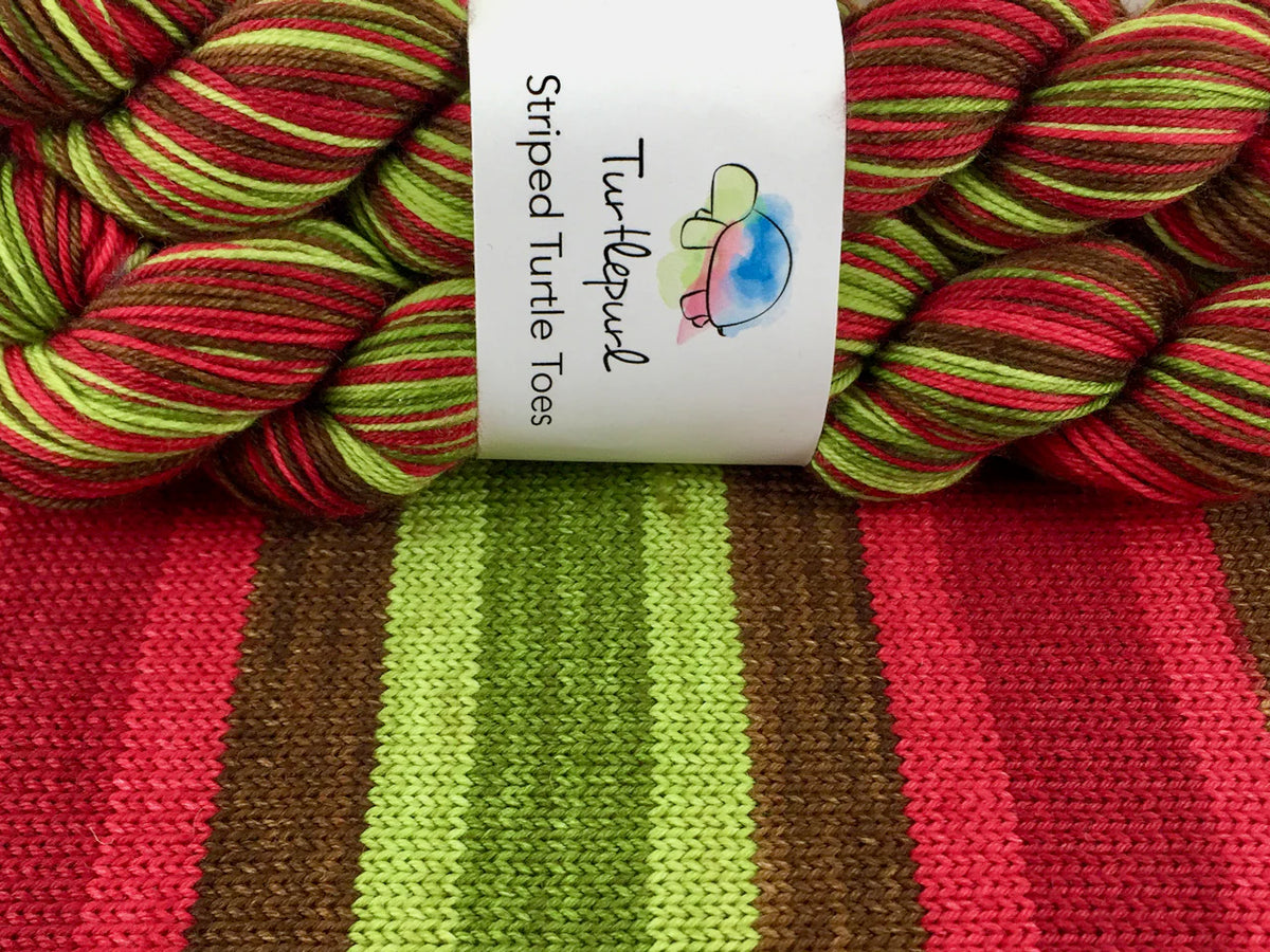 Turtlepurl Striped Turtle Toes, Poison Apple