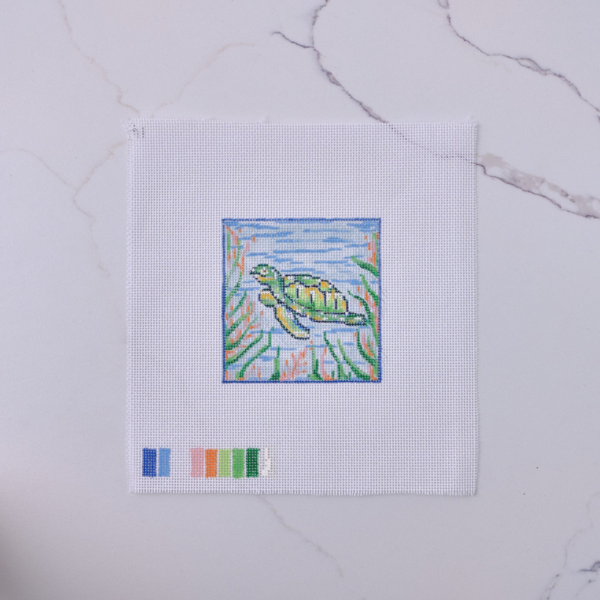 "Sea Turtle" - Hand Painted Needlepoint Canvas by HM Nabavian