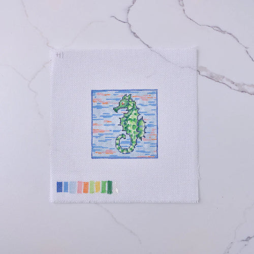 "Sea Horse" - Hand Painted Needlepoint Canvas by HM Nabavian