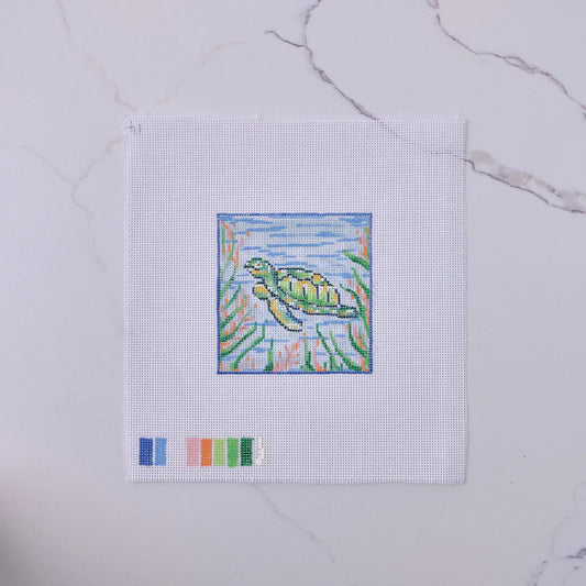 "Sea Turtle" - Hand Painted Needlepoint Canvas