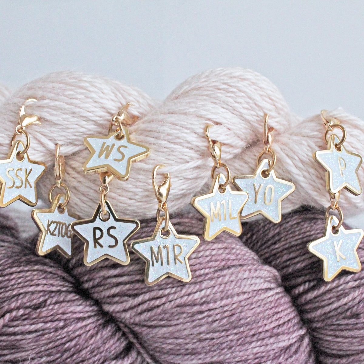 Glitter Star Knitter's Helpers Progress Keepers/ Stitch Markers by Twill and Print
