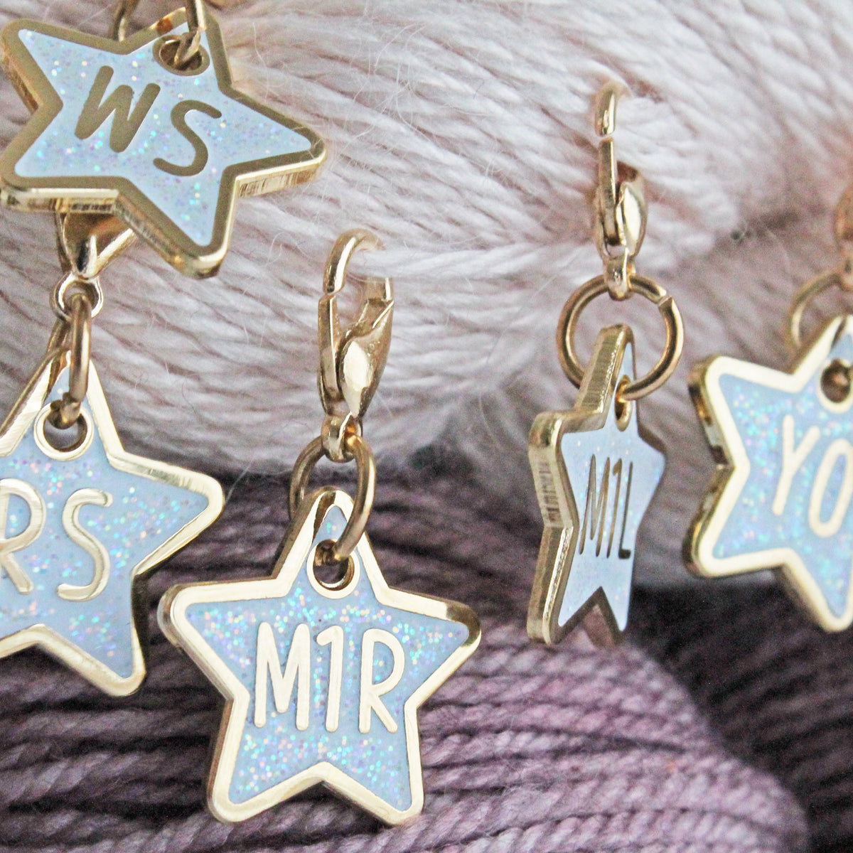 Glitter Star Knitter's Helpers Progress Keepers/ Stitch Markers by Twill and Print