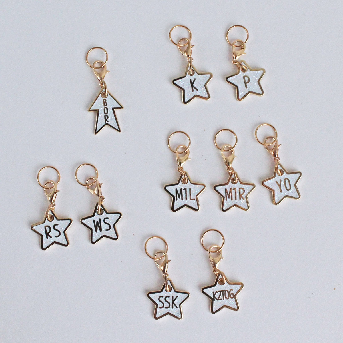 Glitter Star Knitter's Helpers Progress Keepers/ Stitch Markers by Twill and Print